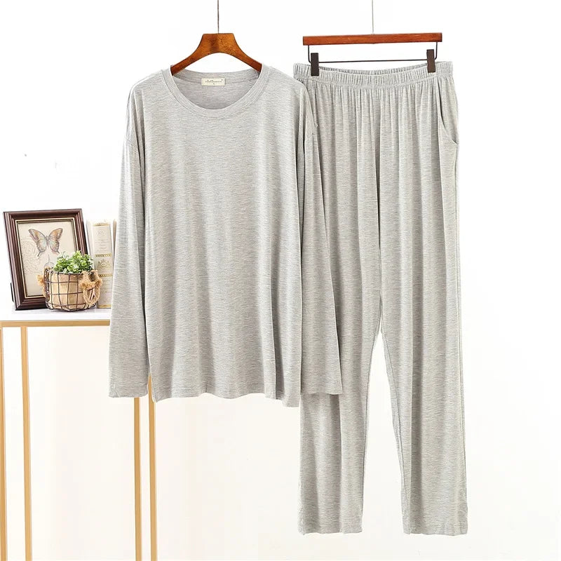 Men’s pajamas long-sleeved loose large size home service suit.