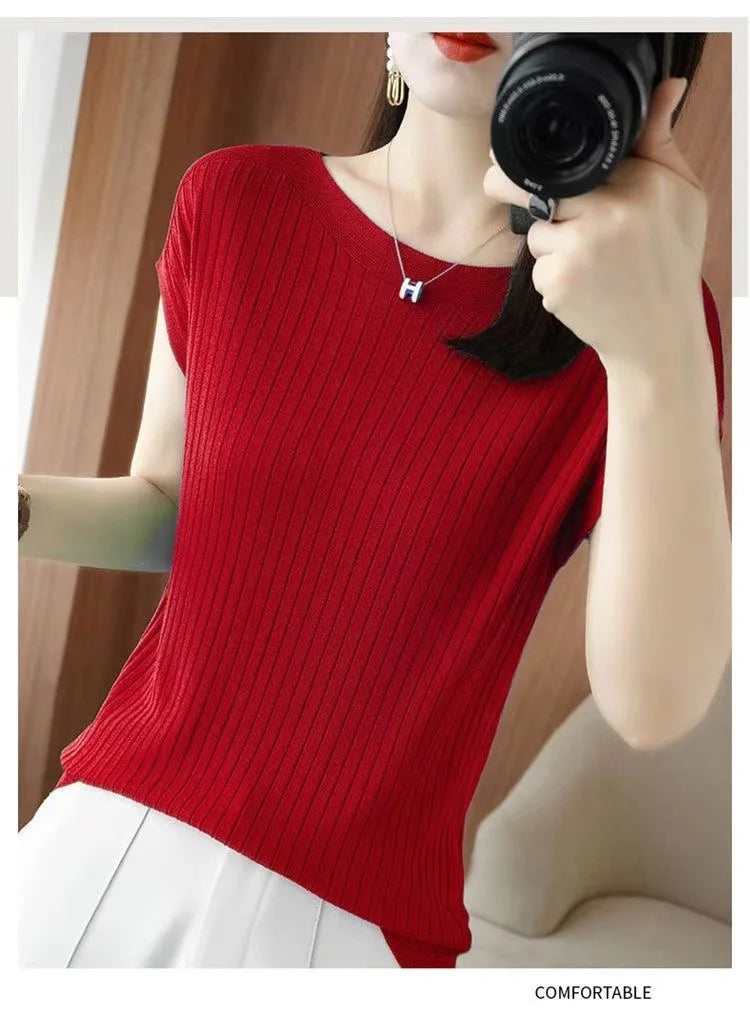 Spring Summer T-shirt Women Short Sleeves Slim.