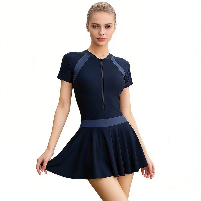 1pcs Women Swimsuit Girls Solid Slimming One-piece Dress Style.