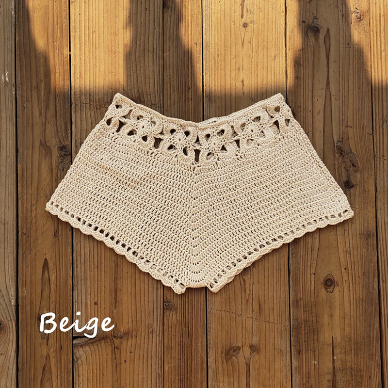 Summer Women's Crochet Cutout Swim Shorts Bathing Suit Bottoms.