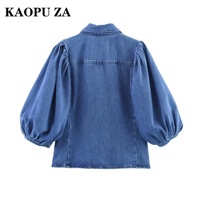 Kaopu Spring Summer Fashion Retro Casual Women's Shirt Simple Design.