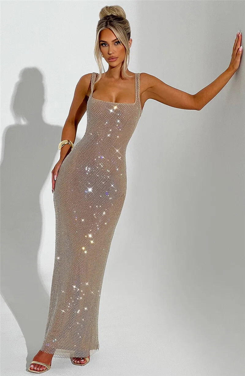 Mozision Sequins Backless Sexy Maxi Dress For Women.