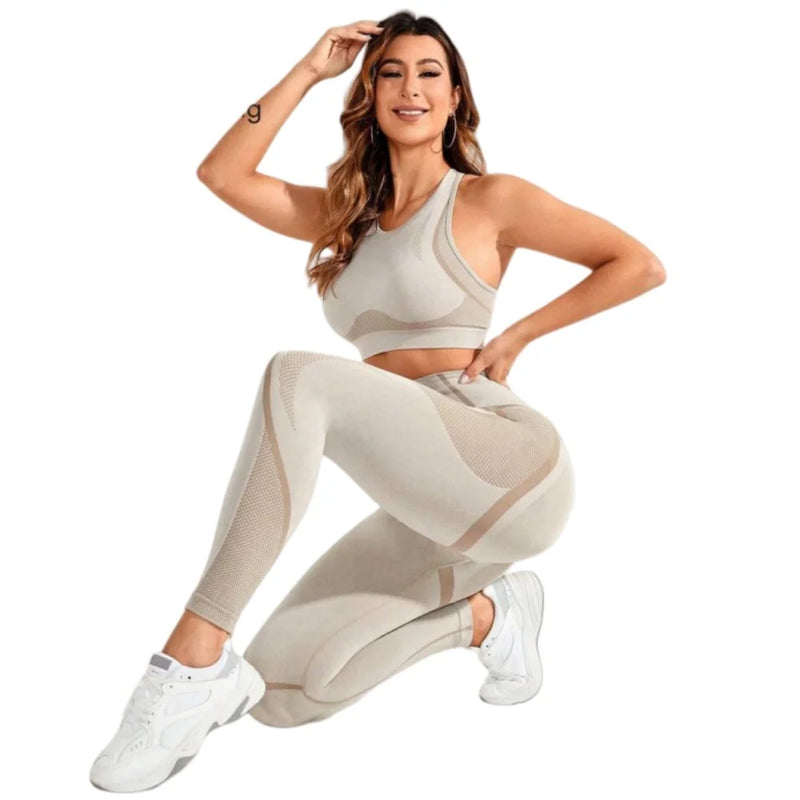 2-piece suit, women's yoga suit, beautiful back high waist trousers combination.