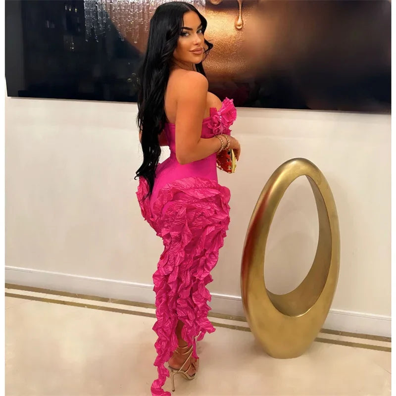 Elegant Ruffles Tassel Birthday Dress for Women.