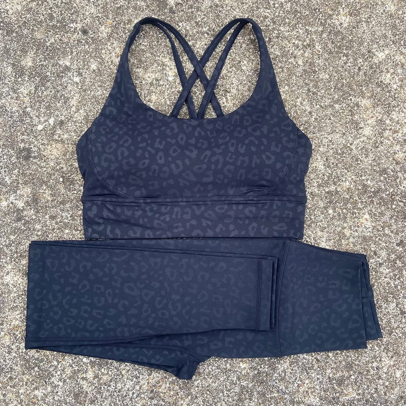 Solid Color Gym Fitness Set Tight Soft cross Fitness Bra 2pc compression.