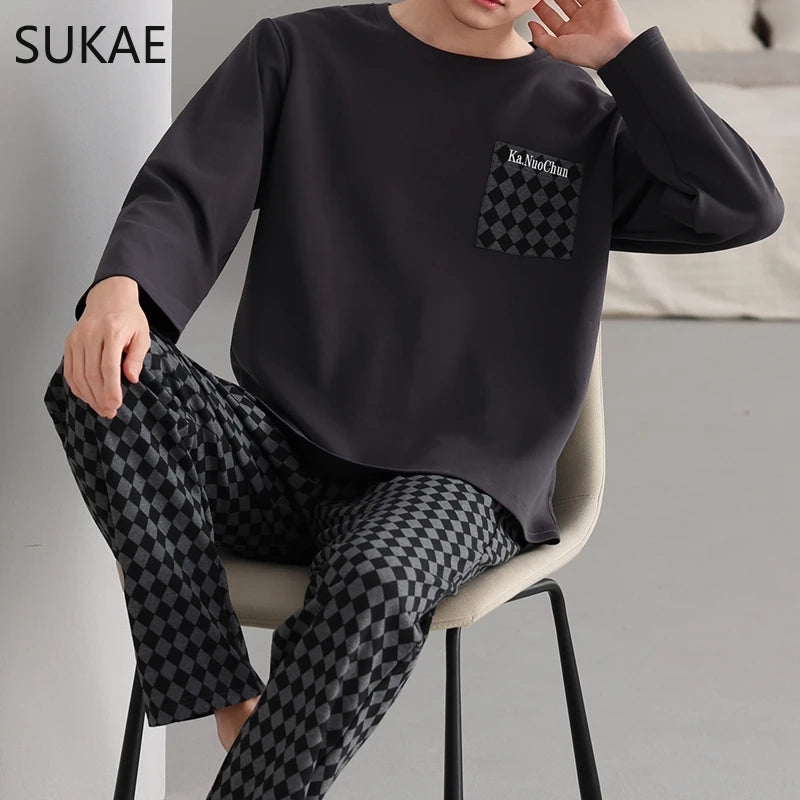 Smart Casual Boys Big Pajamas Set Autumn Winter.