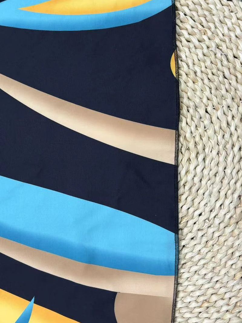 Women’s Tropical Print V-Neck Waist Section Cable Knit Fit And Flare Dress.