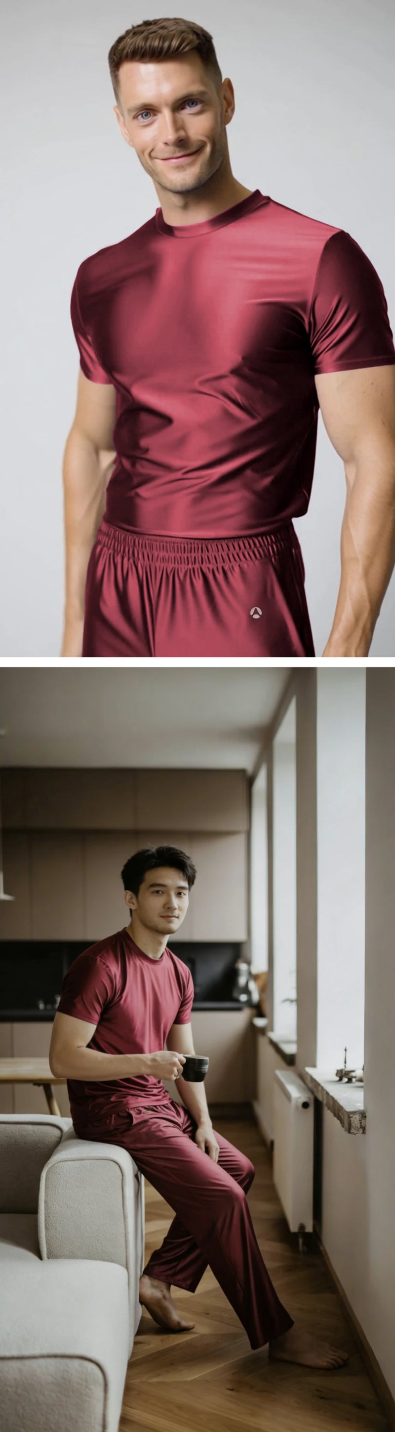 Men's spring and summer new pajamas two-piece.