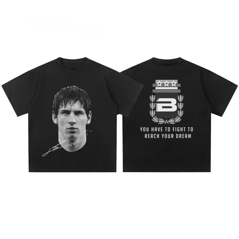 Cristiano Ronaldo Neymar Lionel Messi Football Superstar Portrait Printed Tee Men Women.