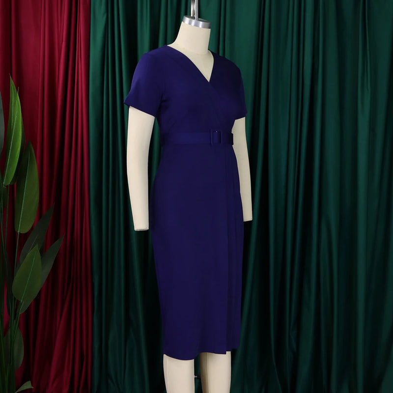 Classy Official Dresses for Ladies Elegant Bodycon Dress Short Sleeve.