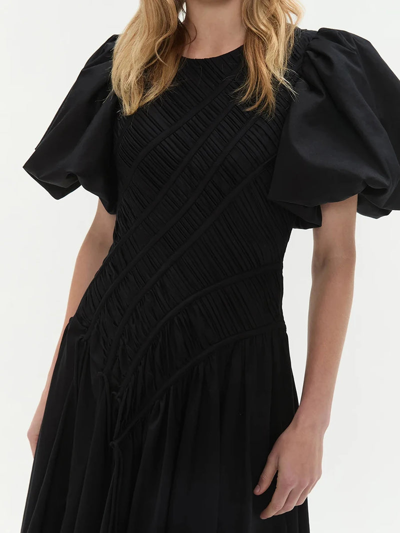 Solid Spliced Folds Irregular Long Dresses for Women.