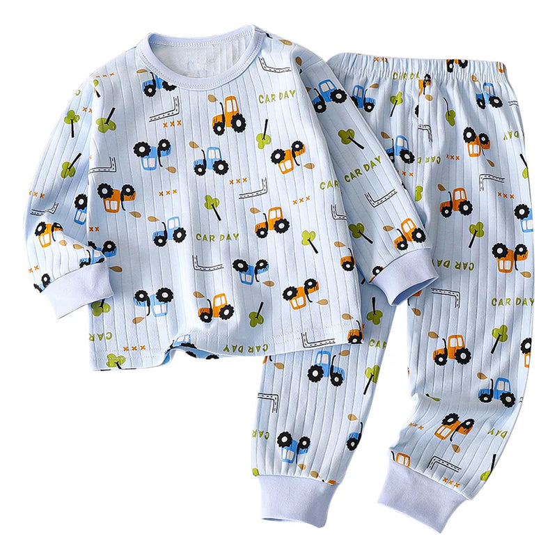 Kids Casual Autumn Long Sleeve Pajamas Set Boys and Girls.