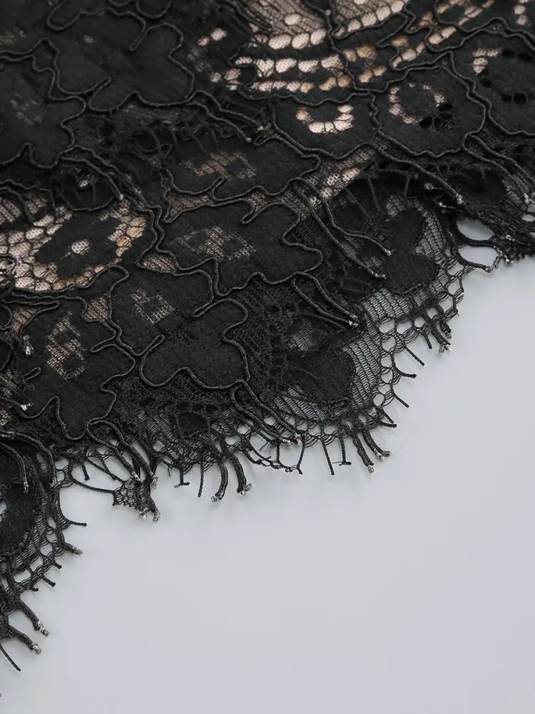 Women’s Sexy Lace See-through Patchwork Corset Dress.