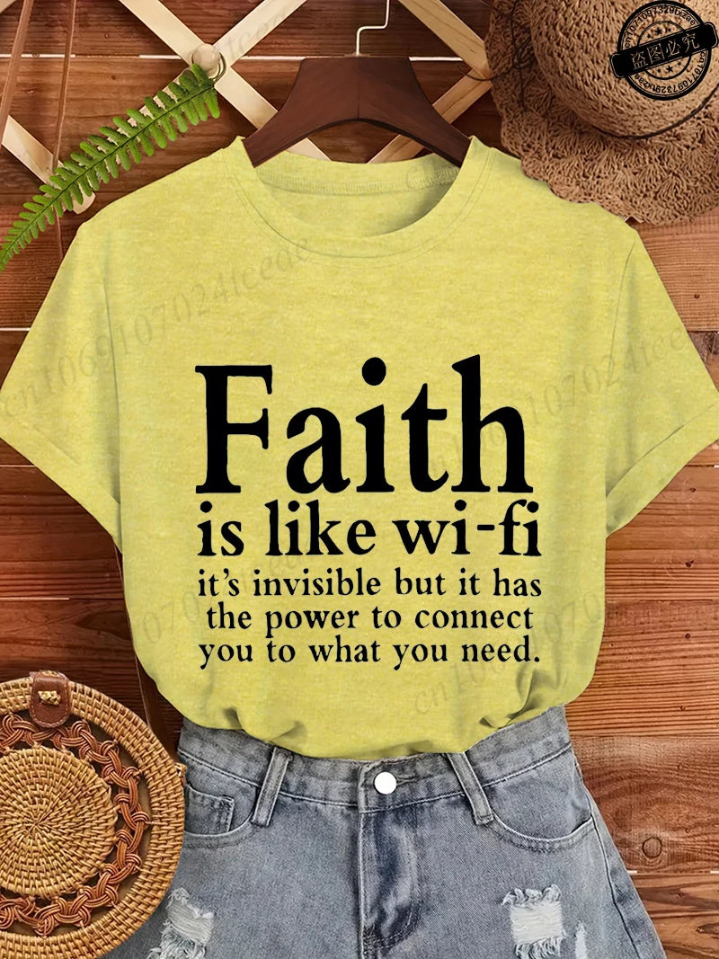 Summer Fashion Women's T-Shirts Faith Printed Women T-Shirts.