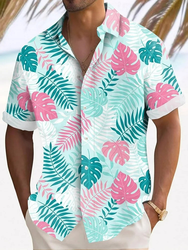 Summer Rose Water 3D Print Shirts Men Fashion Shirt Casual Vintage.