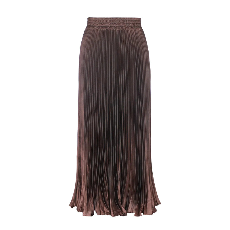 Women's Long Satin Metal Luster Pleated Skirt Half-length Accordion Skirt.