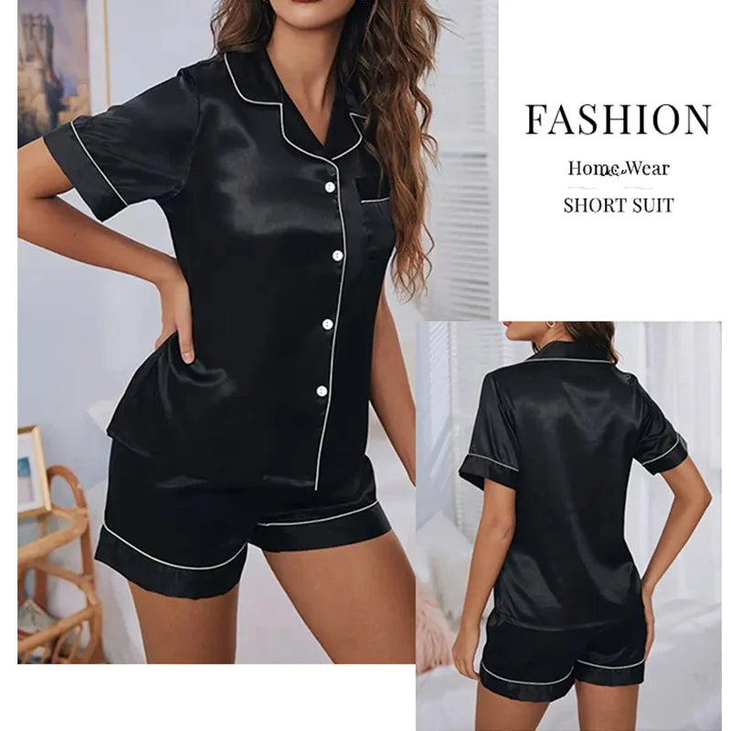 Women Two-piece Pj Sets Sleepwear Loungewear Button-Down Pajama.