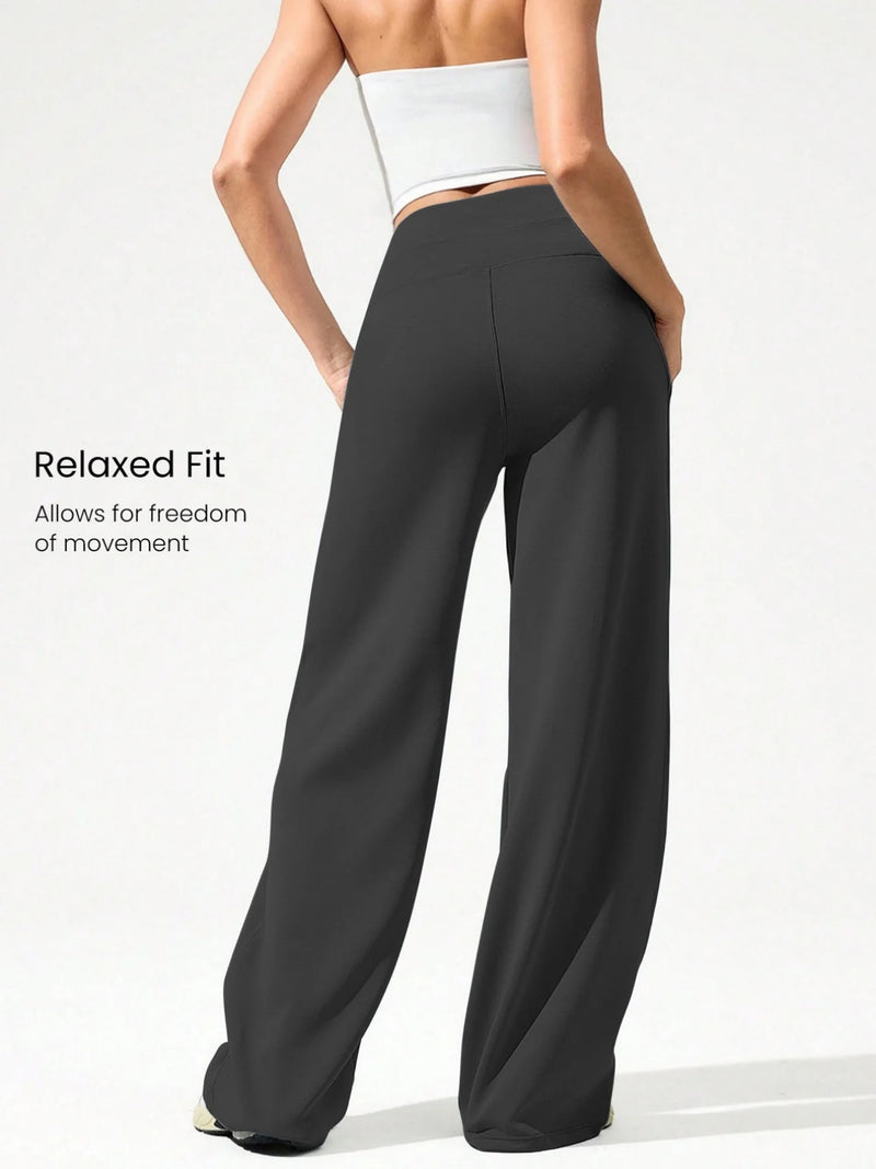 Four-Season High-Waisted Yoga Pants, 9-Inch Loose Straight Leg Wide.