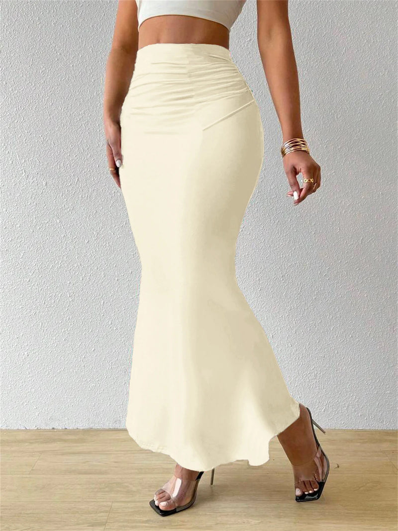 Women Solid Slim Fishtail Skirt Spring Summer Elegant Fashion High Waist.