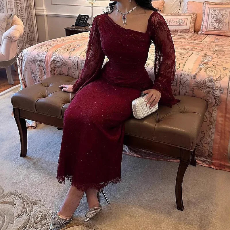 Women's Party Dress Fall Asymmetrical High Waist Draped Banquet Dress.