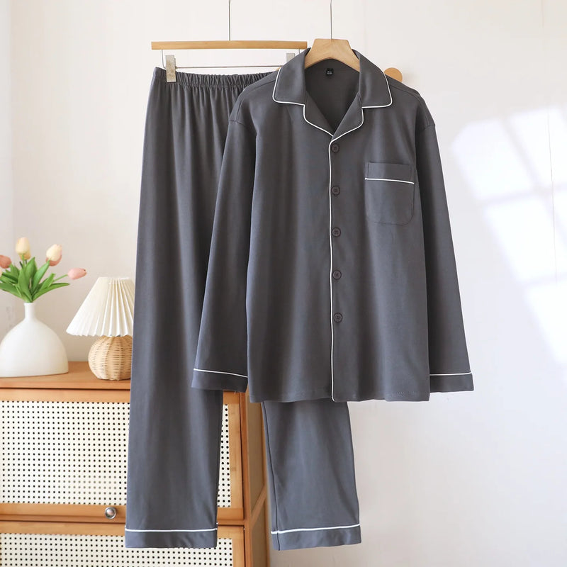 Thick sleepwear Long sleeved long pants for Men Pajamas Sleepwear.