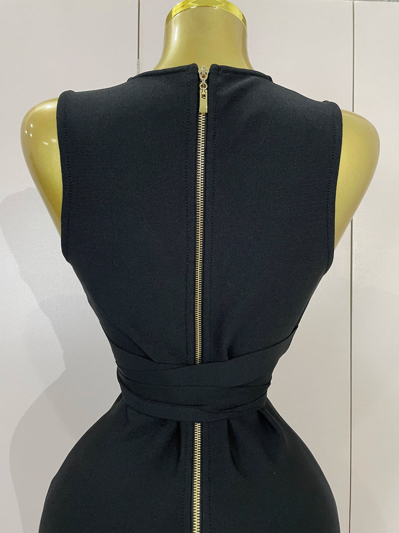 Women Elegance Sexy V-Neck Sleeveless Bodycon Bandage Dress.