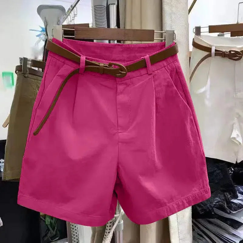 Korean Fashion Cotton Shorts Summer New Loose Casual High-waisted.
