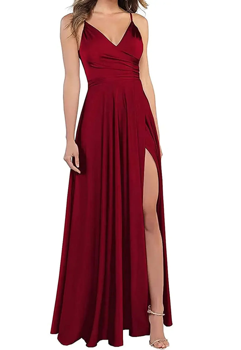 Women's A-Line Bridesmaid Dresses for Wedding Formal Satin.