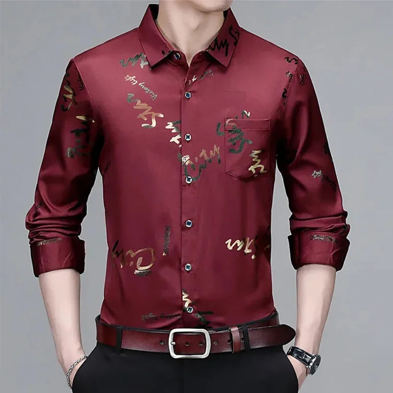 Men's Casual and Fashionable Long Sleeved Printed Shirt.