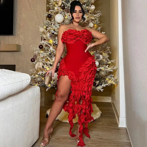 Elegant Ruffles Tassel Birthday Dress for Women.