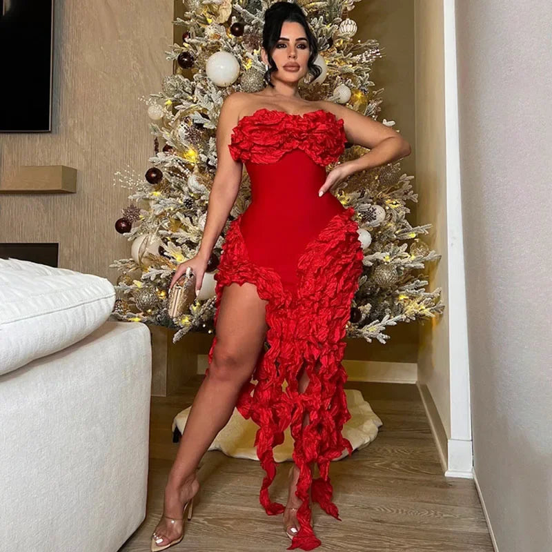Elegant Ruffles Tassel Birthday Dress for Women.