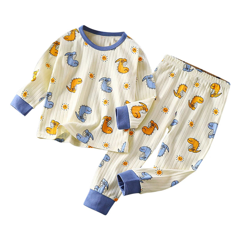 Kids Casual Autumn Long Sleeve Pajamas Set Boys and Girls.