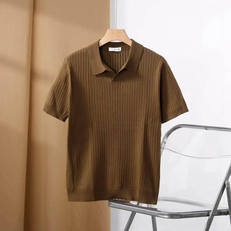 Men Slim Fit Polo Shirts Solid Stretch Sexy Collared TShirt Fashion.