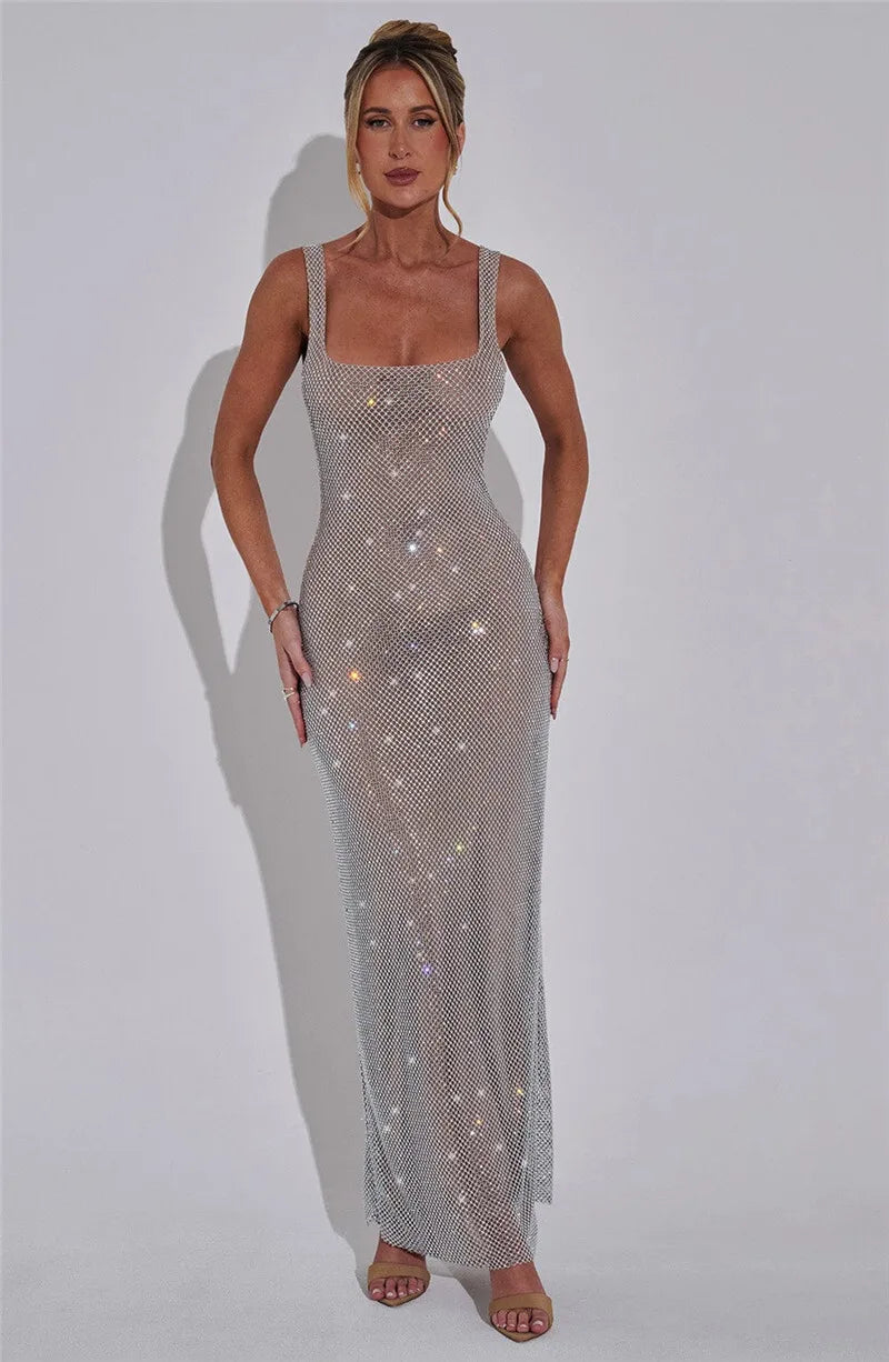 Mozision Sequins Backless Sexy Maxi Dress For Women.