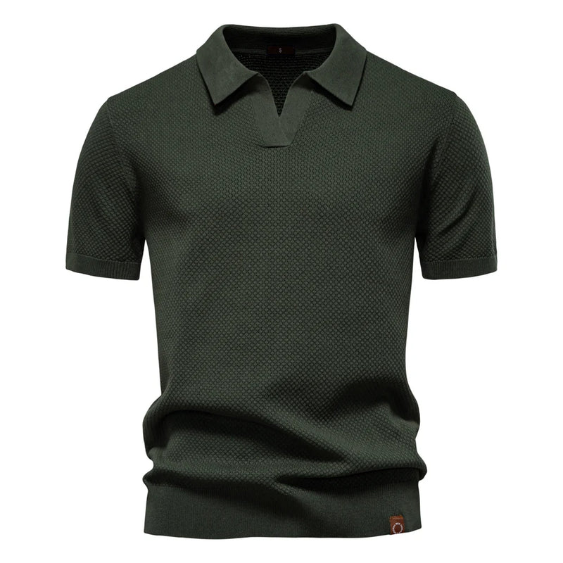Men's Summer Breathable Polo Shirt Short Sleeve Solid Color Casual Polo.