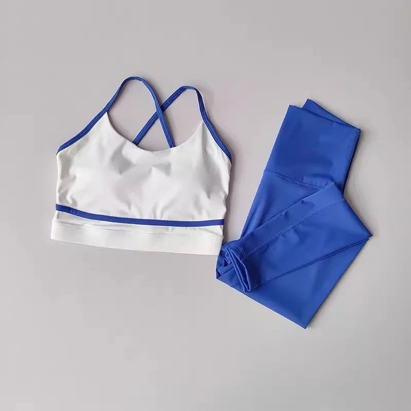 Women's Yoga Set Workout Set 2 Piece High Waist Yoga Leggings Sports.