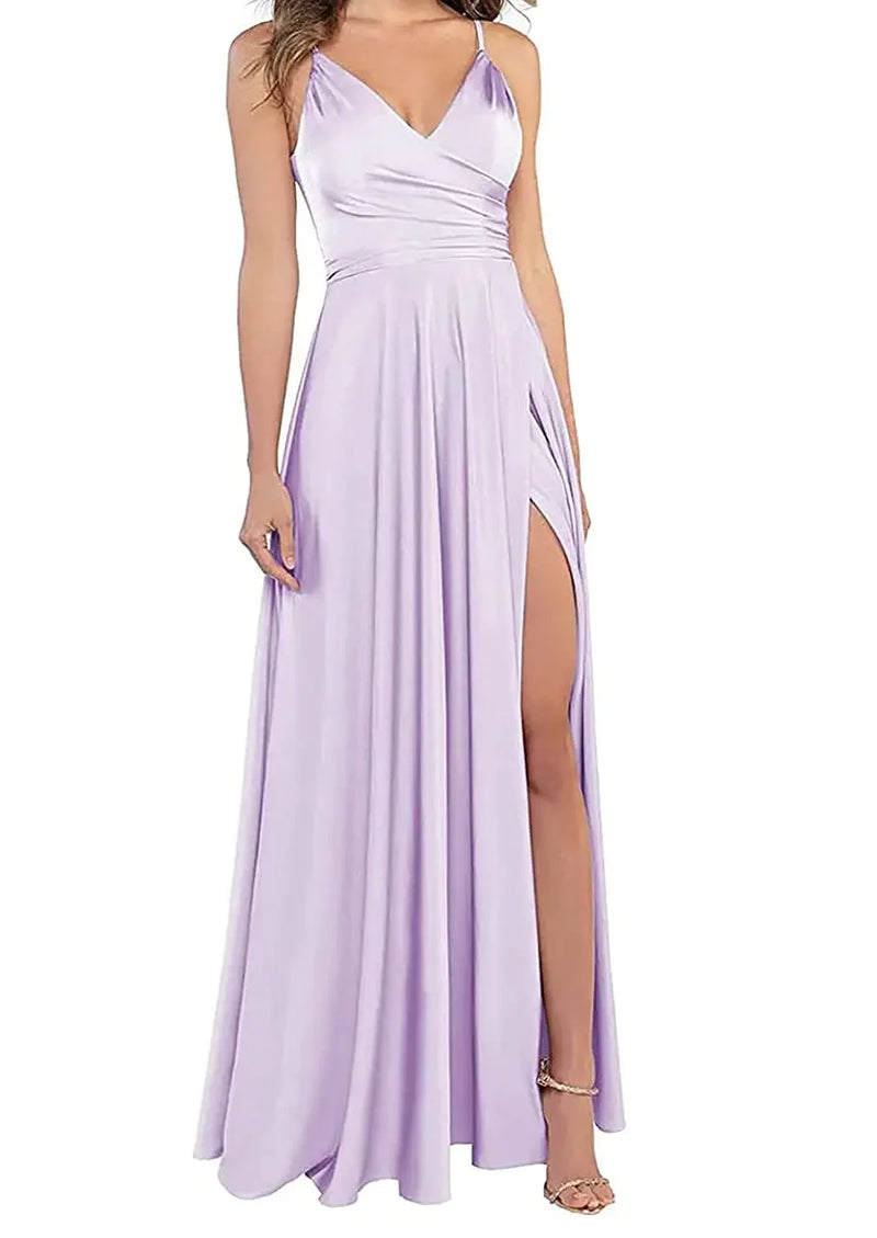 Women's A-Line Bridesmaid Dresses for Wedding Formal Satin.