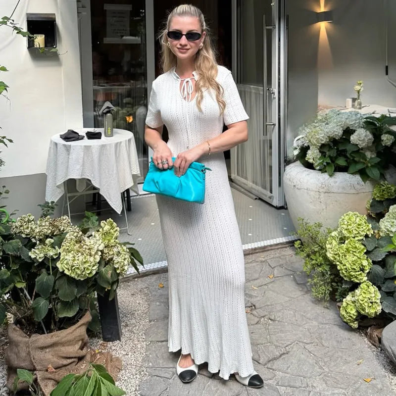 Elegant Sweater Dress Summer High Waist Woman Dress.