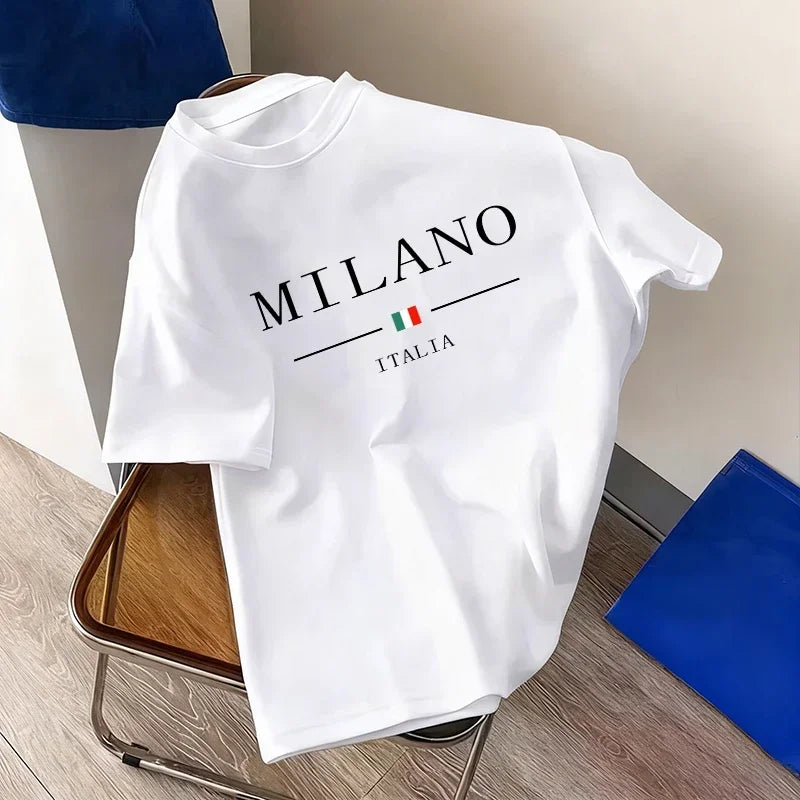 Italy Fashion Men Women T-shirt Summer Daily Casual Sports Short Sleeve.