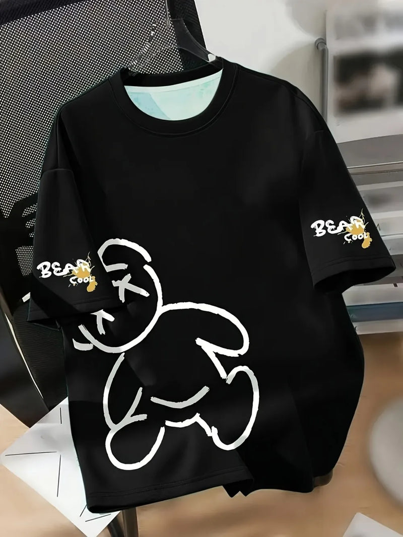 Hot selling summer men's personalized teddy bear print breathable.