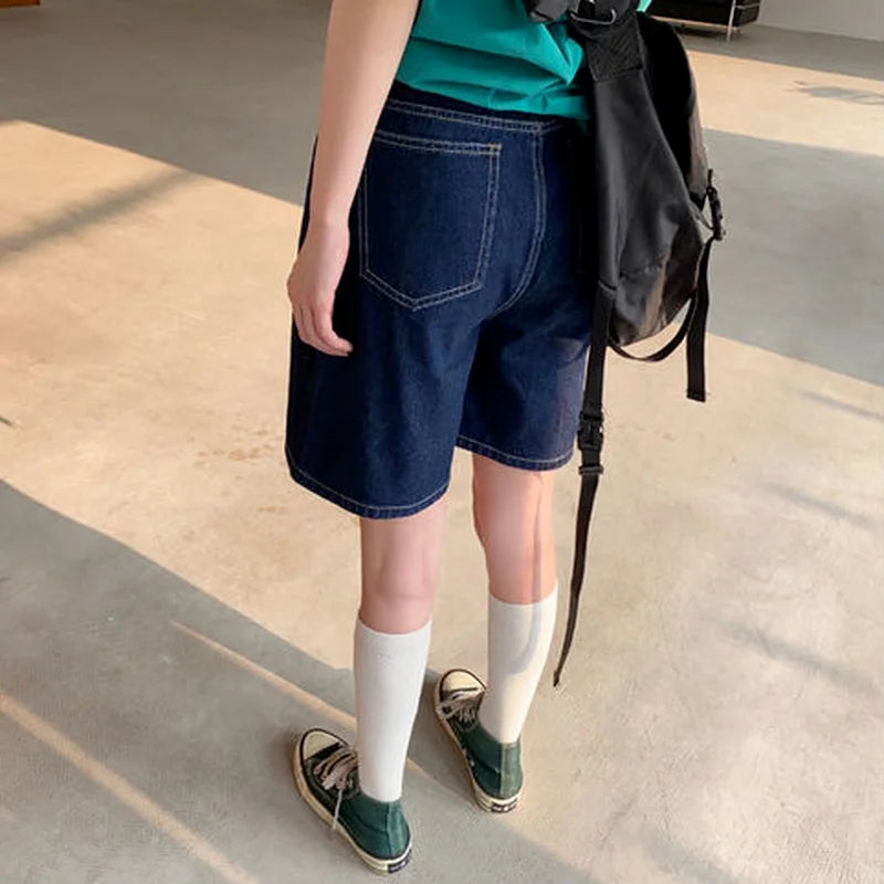 Shorts Women Denim Loose Summer Straight Korean Ins High Waist.