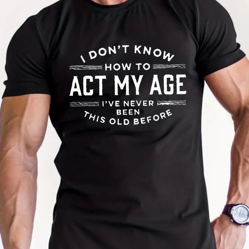 Men's Letter Printed Pattern Fashionable Breathable Round Neck Thsirt.