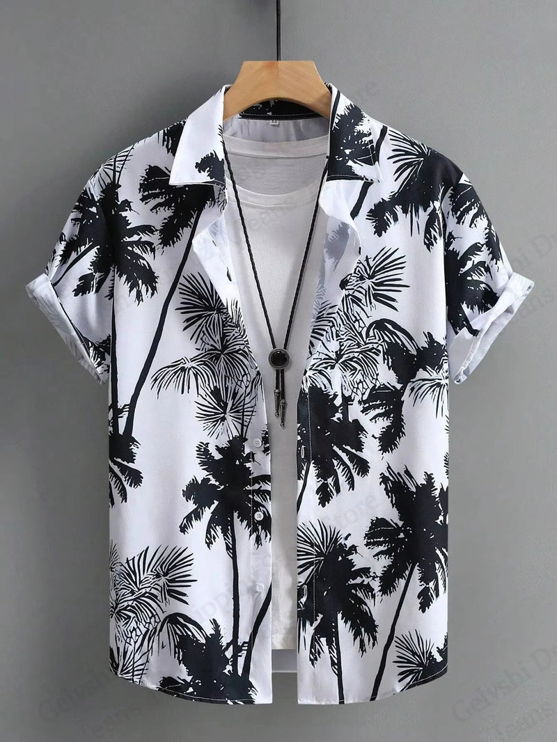 Summer Hawaiian Shirts Animal Palm Tree 3d Print Shirts Men.