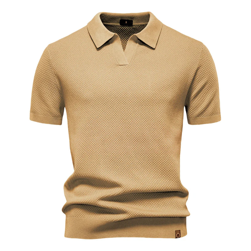 Men's Summer Breathable Polo Shirt Short Sleeve Solid Color Casual Polo.
