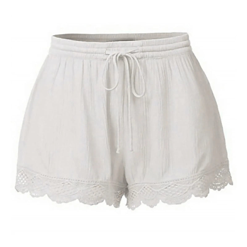 Shorts For Women Ruffle Hem Casual Shorts Plus Size Drawstring  Lace Shorts.