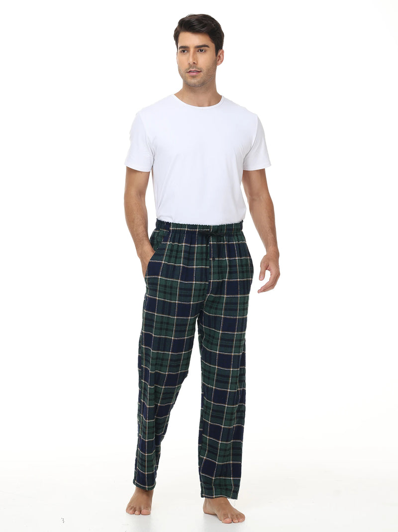 3Pcs Men's Plaid Pajama Sleeping Pants.