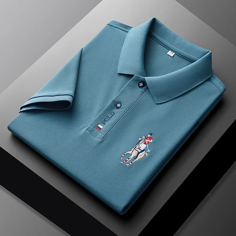 Men's Embroidered Casual Fashion Short Sleeved POLO Shirt Summer.