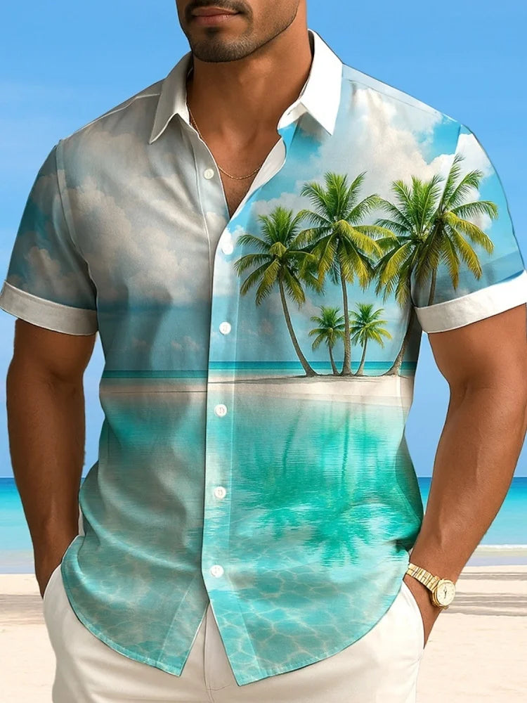 Summer Rose Water 3D Print Shirts Men Fashion Shirt Casual Vintage.