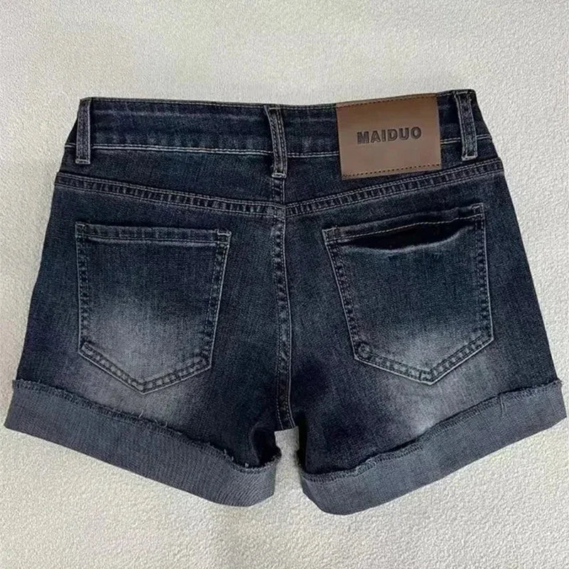 Summer Sexy Low Rise Hip Covering Hot Pants Women American Distressed.