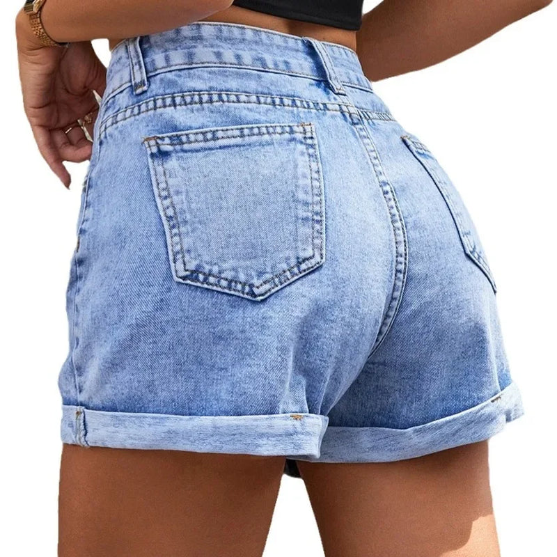 High-Waisted Slimming Denim Shorts For Women.